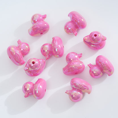 Plating Duck Acrylic Beads 22mm Glossy Iridescent 10pcs 7