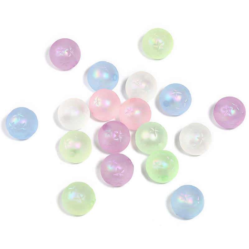 Matte Star Acrylic Beads 16mm Pastel Colors Round 50pcs 5