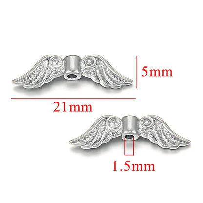 Stainless Steel Wings Metal Beads 18mm Color Retaining 5pcs 7