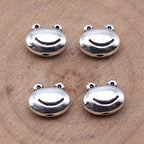 Smiling Frog Metal Beads 10mm Antique Silver Tone Zinc Alloy 40pcs 2