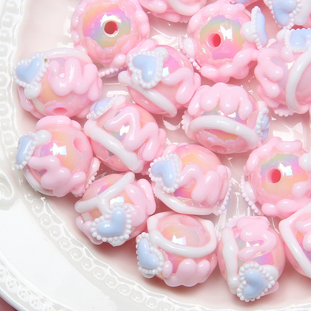 Hand Painted Star Acrylic Beads 16mm Pastel Colors 10pcs 3