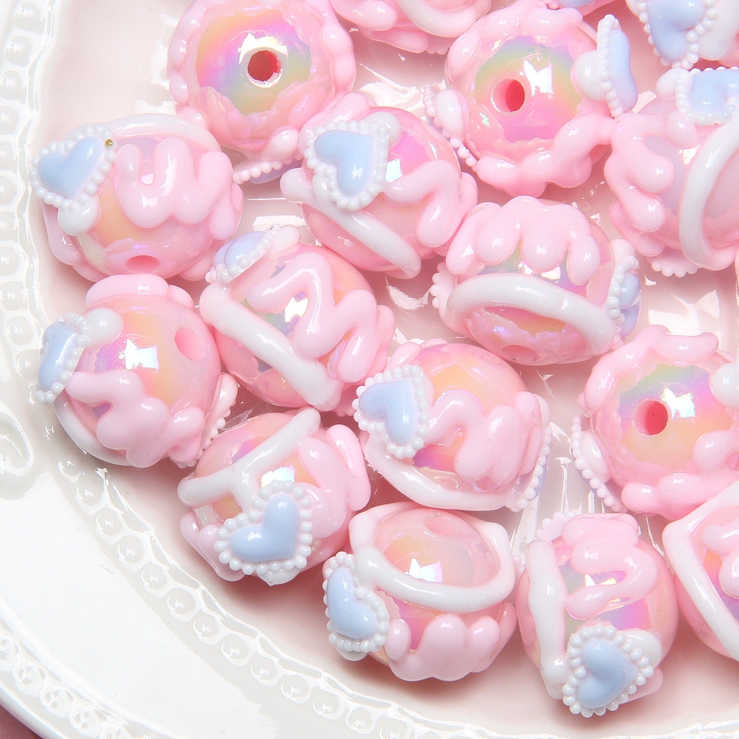 Hand Painted Star Acrylic Beads 16mm Pastel Colors 10pcs 3