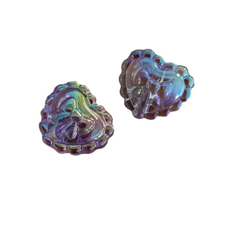 Transparent UV Plating Bow Heart Acrylic Beads 22mm 100pcs 5