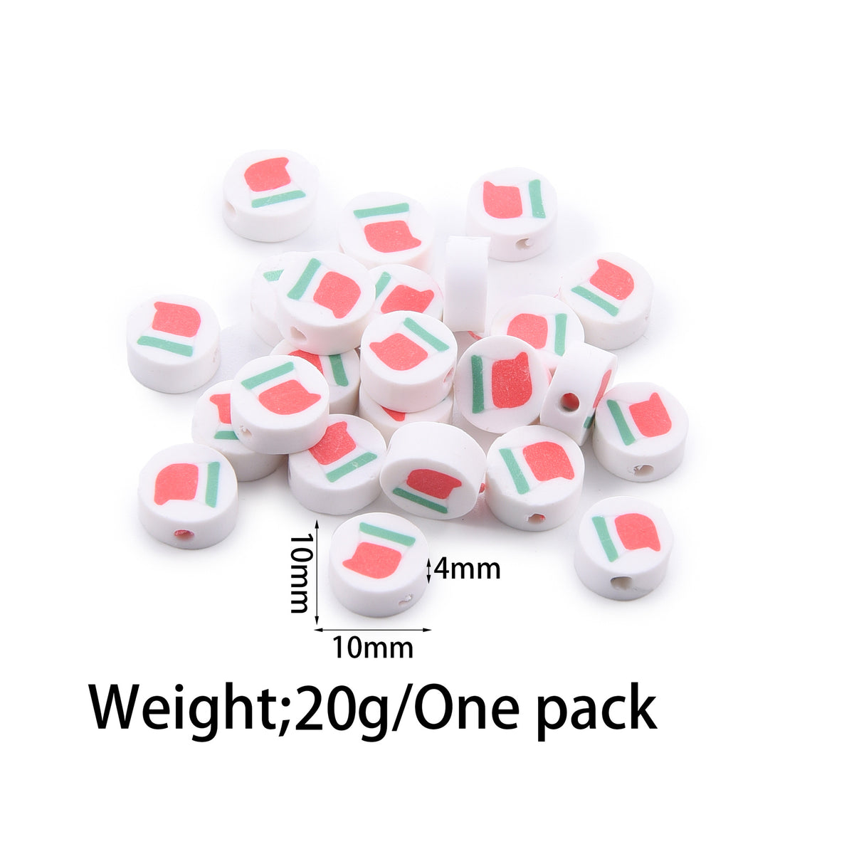 Flat Clay Beads Fruit and Christmas Tree Pattern Polymer 50pcs 27