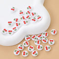 Fruit Series Printed Acrylic Flat Beads 11mm Cherry Design 100pcs