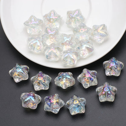 Electroplated Star Glass Beads 18mm Imitation Lunar Pit Texture 10pcs 6