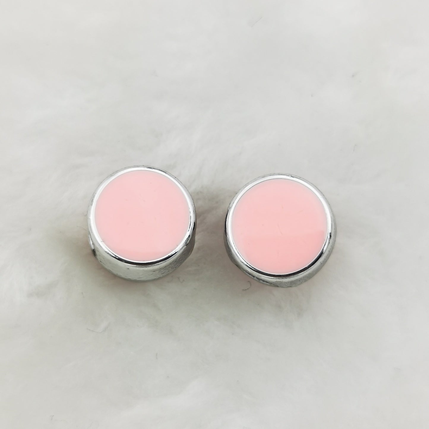Flat Round Acrylic Beads 12mm Glossy Mixed Colors Silver Frame 50pcs 7