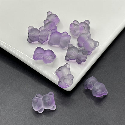 Bear Frosted Glass Beads 13x16mm Translucent with Gold Flecks 100pcs 4