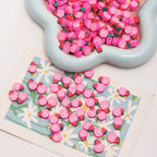 Flat Clay Beads 11mm Strawberry Cake Pink Swirl 100pcs 4