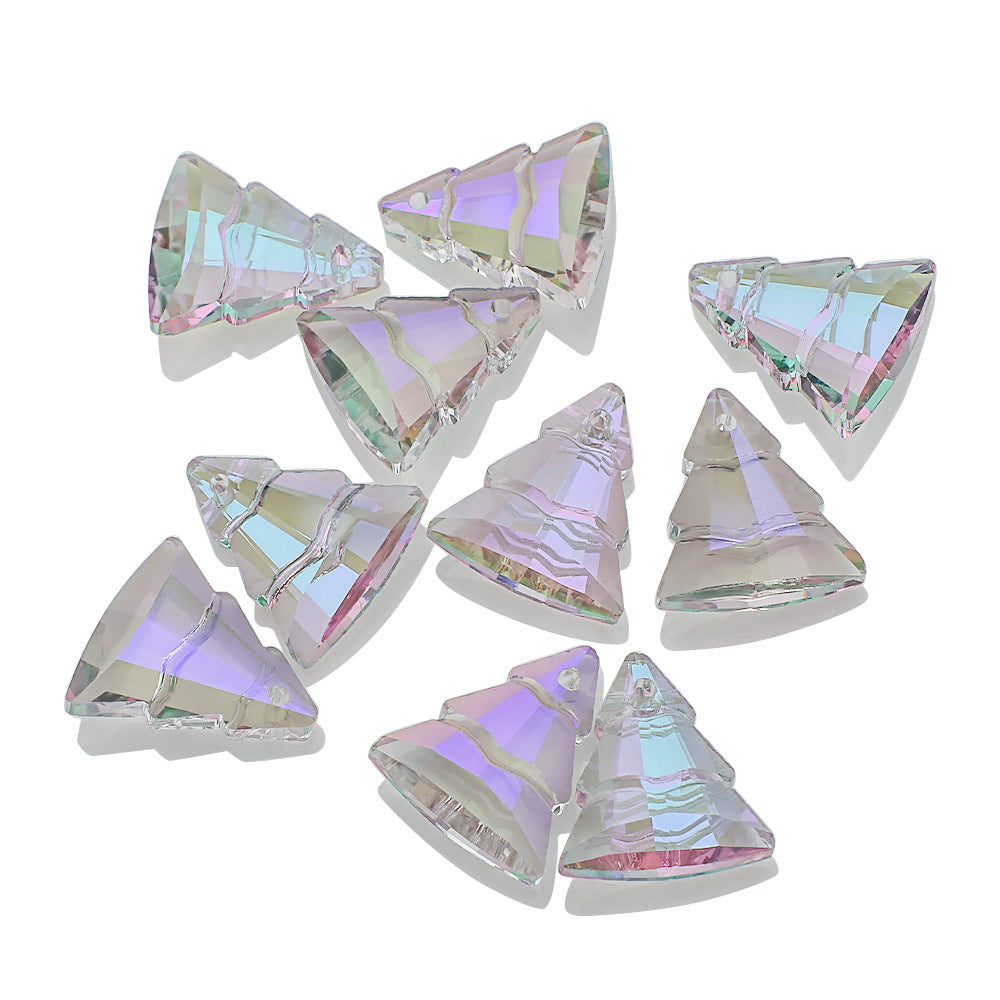 Electroplated Christmas Tree Glass Beads 13x15mm Iridescent 10pcs 3