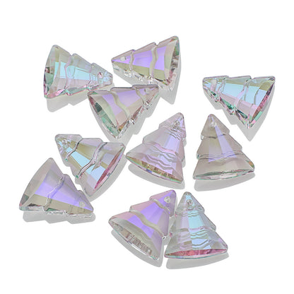 Electroplated Christmas Tree Glass Beads 13x15mm Iridescent 10pcs 3