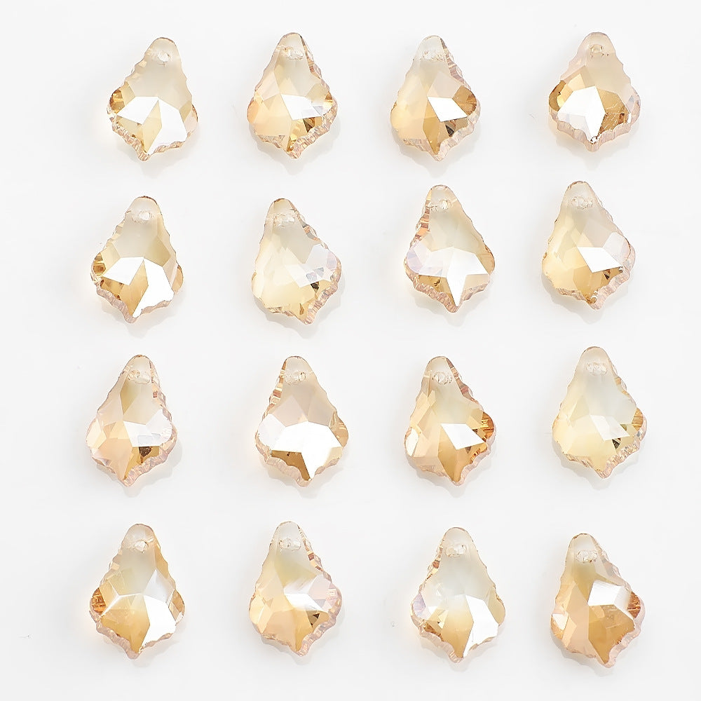 Electroplated Maple Leaf Glass Beads 11x16mm Double-Sided Single Hole 30pcs 29