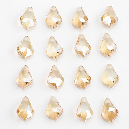 Electroplated Maple Leaf Glass Beads 11x16mm Double-Sided Single Hole 30pcs 29