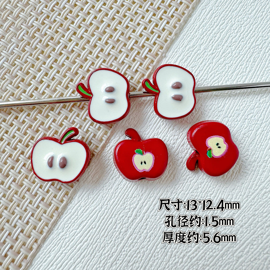 Apple Metal Beads 13mm Glossy Painted Multicolor 10pcs 6