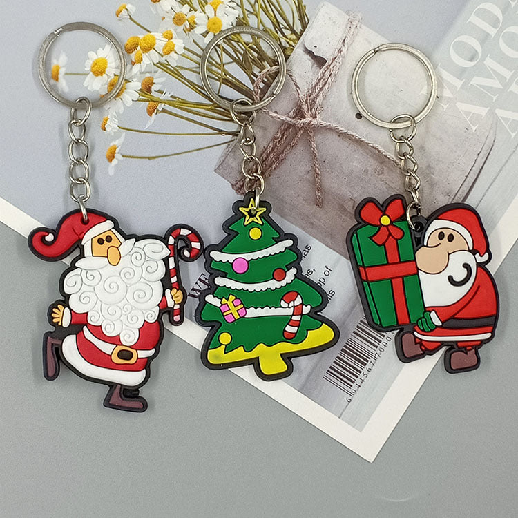 Cartoon Christmas Silicone Keychain Santa Claus Holiday Characters 2