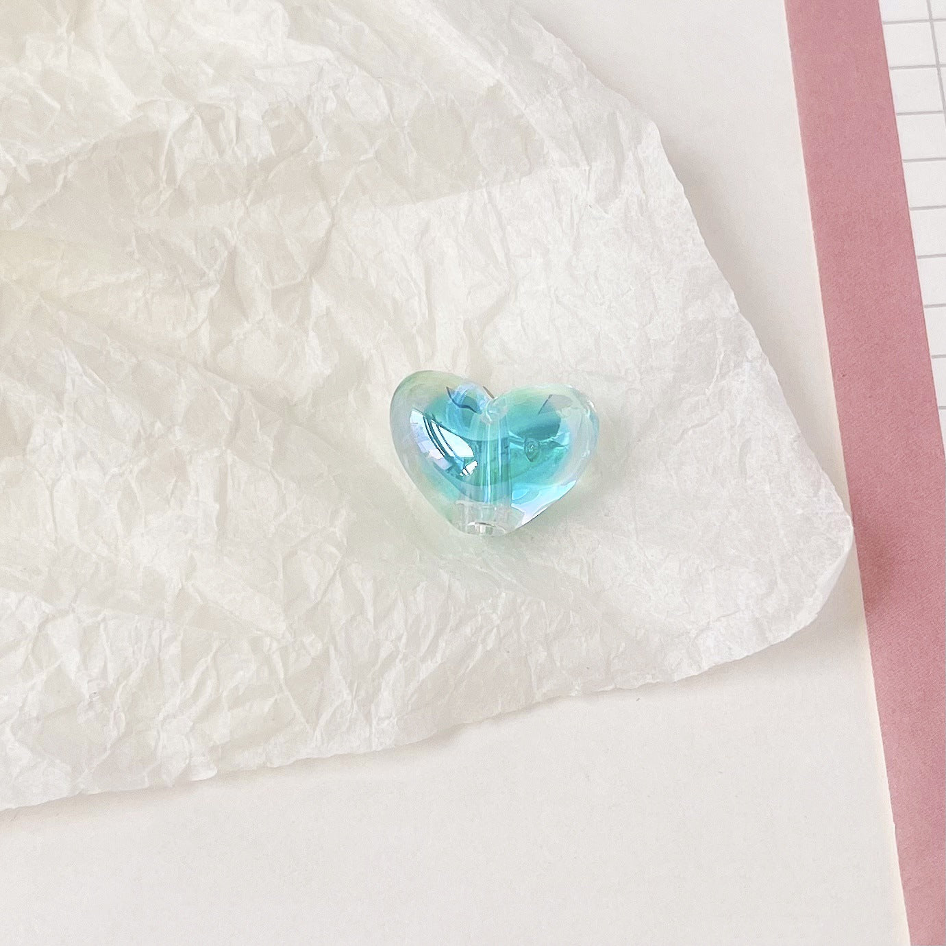 Transparent Heart Acrylic Beads 14mm UV Plating Two-Color 100pcs 6
