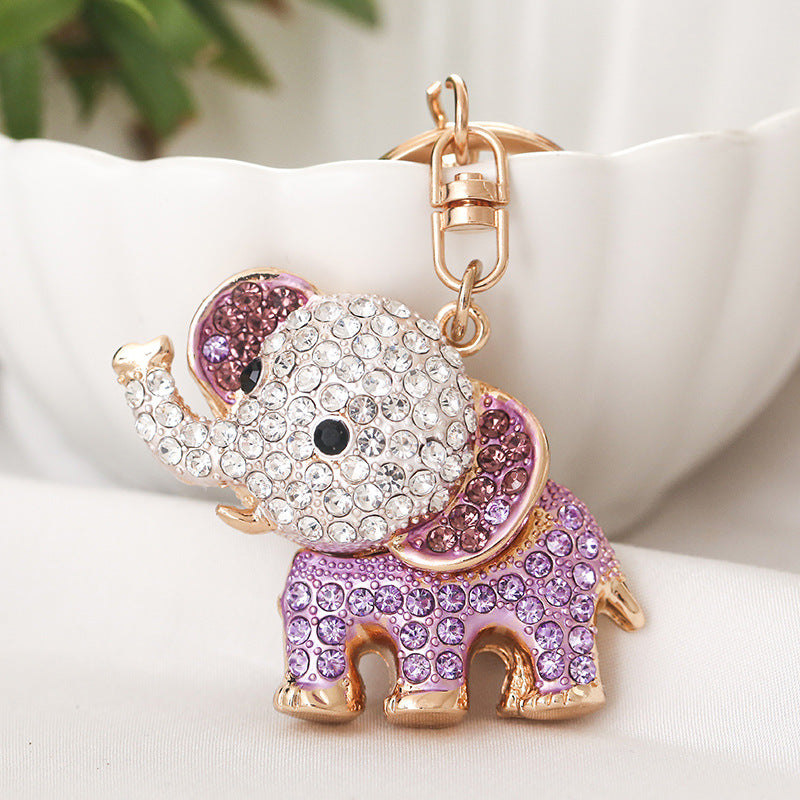 Rhinestone Elephant Keychain Metal Alloy Cute Colorful Charm 9