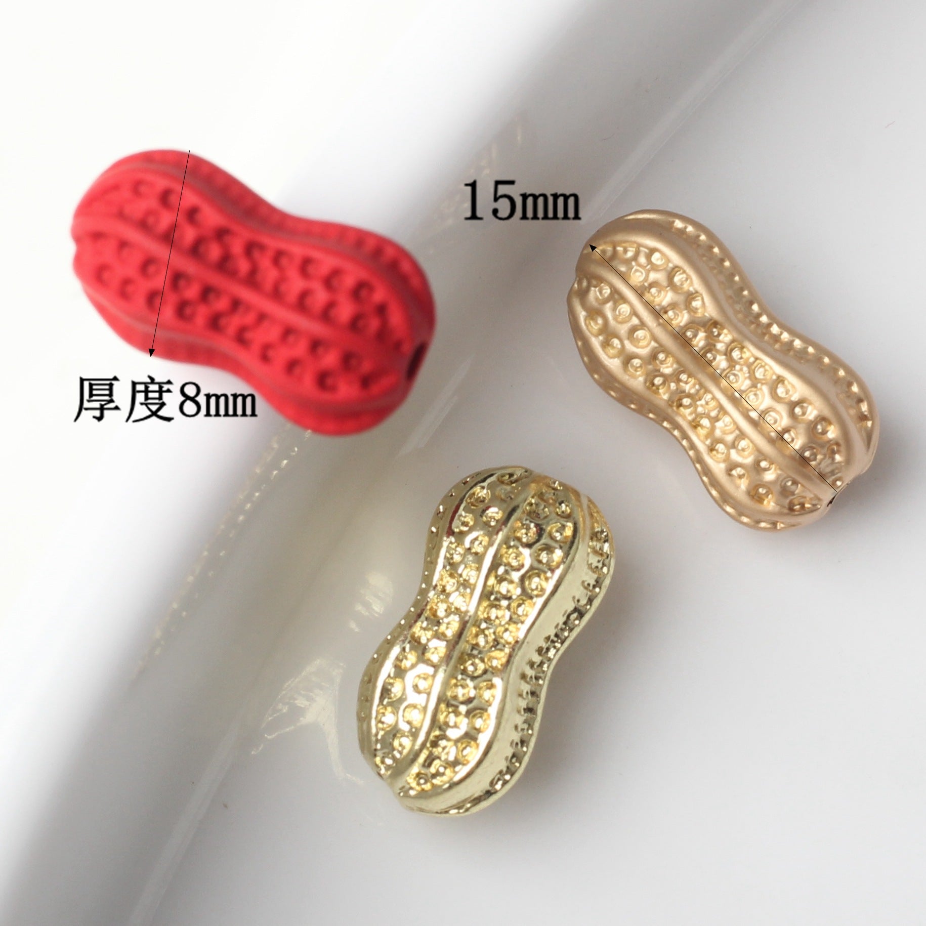 Peanut Metal Beads 15mm Spray Painted Zinc Alloy 20pcs 5