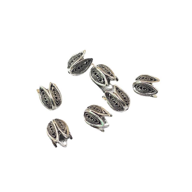 Tulip Metal Beads 9mm 11mm Vintage Distressed Antique Silver 100pcs 4