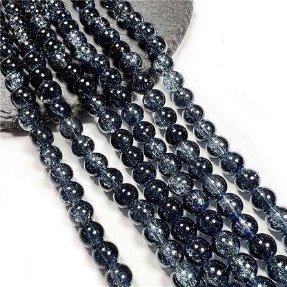Crackle Flower Glass Beads 8mm Soft Purple Blue Gradient 3 Strands 40