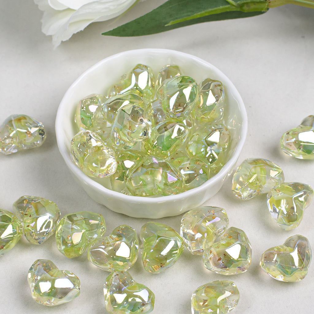 Floral Faceted Heart Acrylic Beads 20mm Resin 5pcs 2