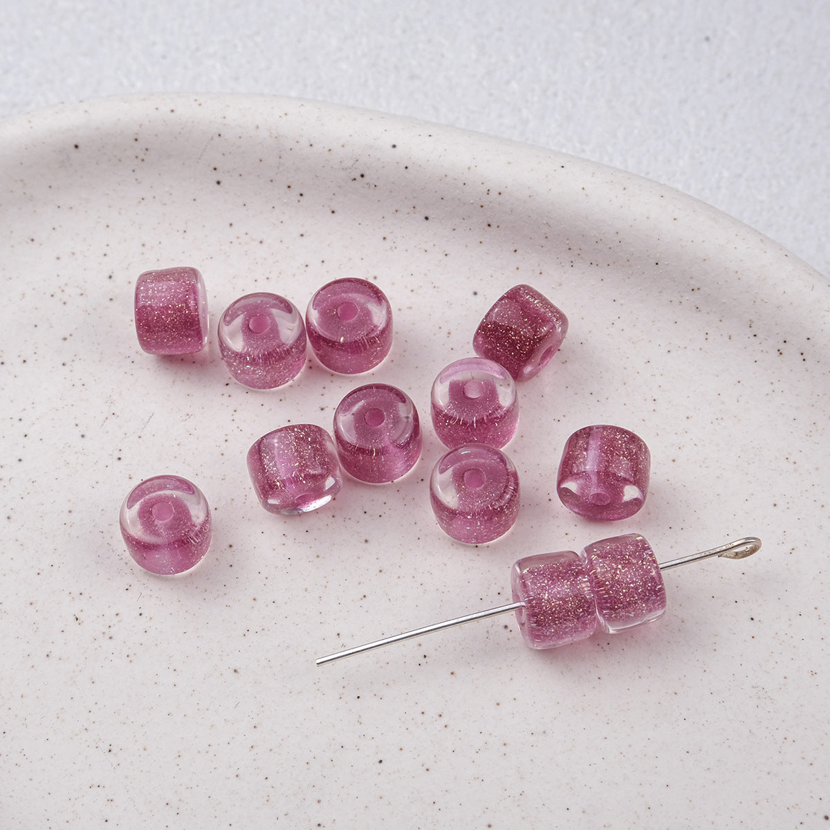 Clear Glitter Resin Barrel Beads 6 8mm Mixed Colors 50pcs 8