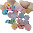 Matte Heart Acrylic Beads 16mm Printed Multicolor 100pcs 5