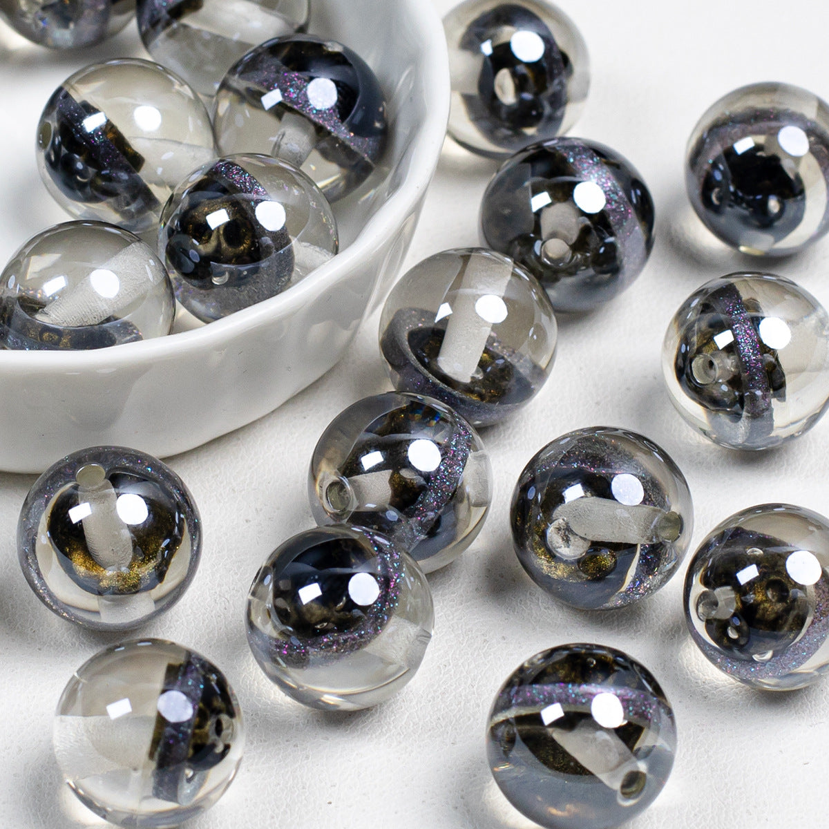 Clear Planet Halo Round Resin Beads 16mm Multicolor 10pcs 10