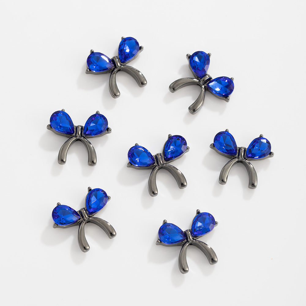 Jewelled Bow Rhinestone Beads 18mm Vibrant Colors Alloy 10pcs 8