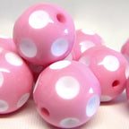 Polka Dot Bubblegum Beads 20mm Pink Concave Resin 10pcs