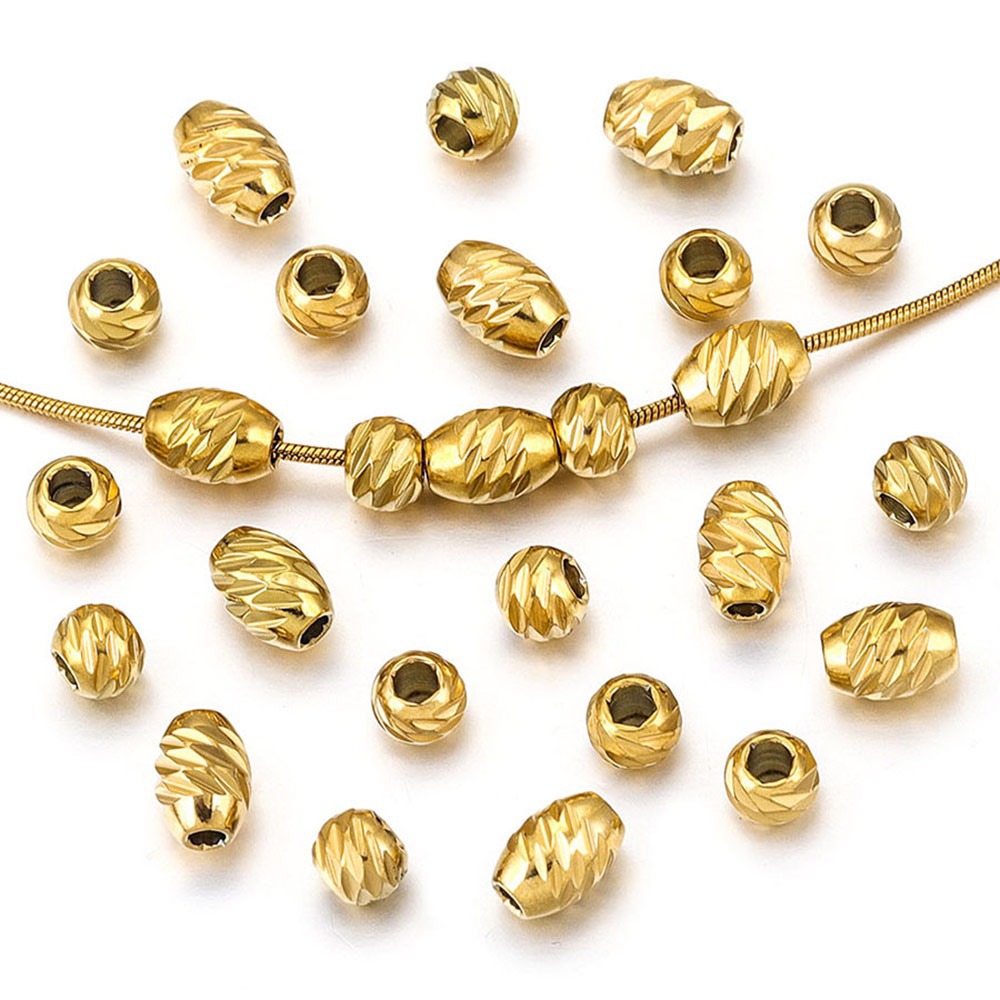 Stainless Steel Oval Blade Grain Metal Beads 5/7mm Gold Tone 10pcs