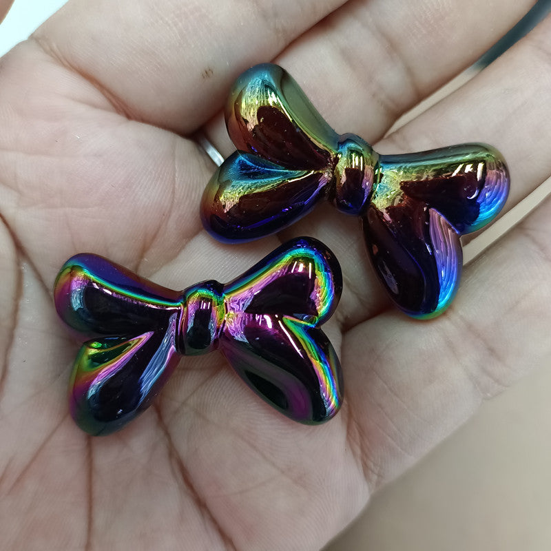 Glow Bow Acrylic Beads 23x35mm Plated Colorful 100pcs 7