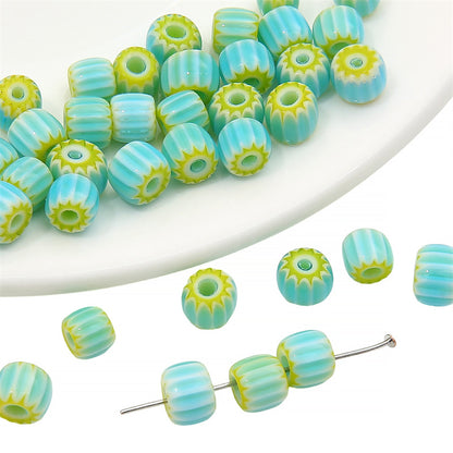 Glaze Millefiori Glass Beads 6mm Striped Colorful Glossy 10pcs 9