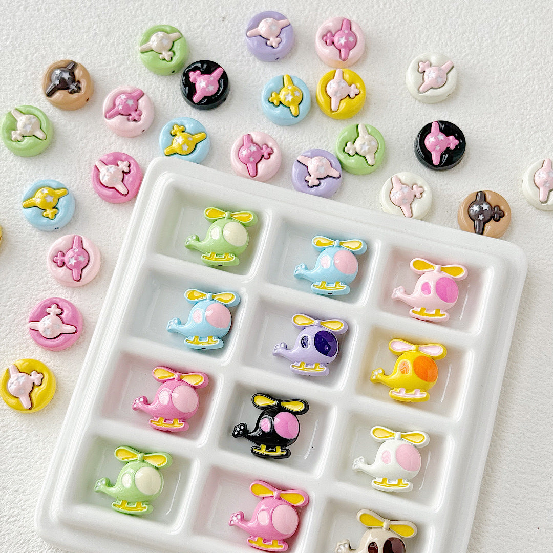 Helicopter and Satellite Metal Beads 17mm Painted Pastel Alloy 10pcs