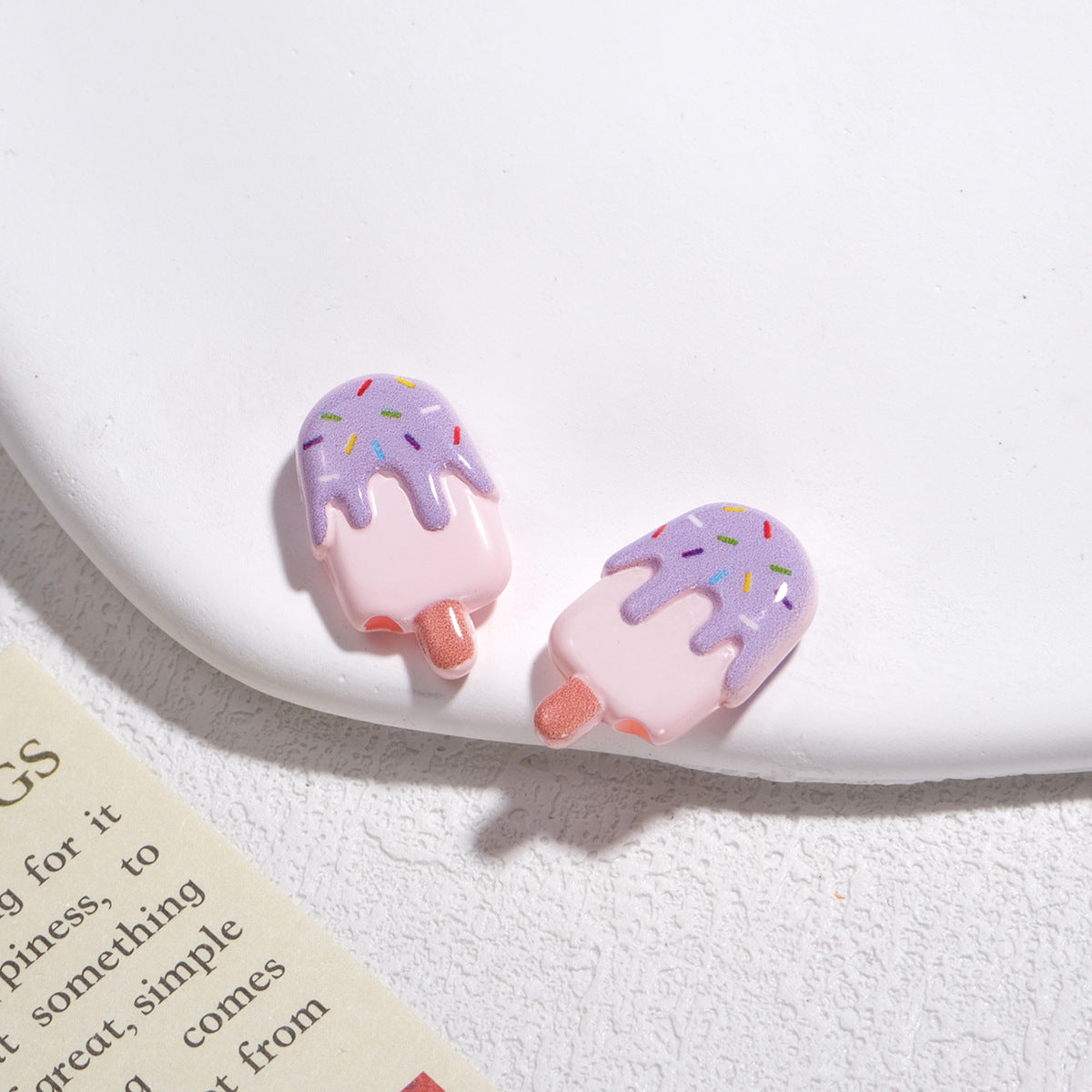 Painted Popsicle Acrylic Beads 20mm Colorful Drip Design 50pcs 7