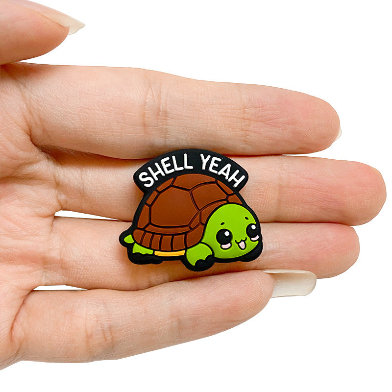 Silicone Focal Beads Turtle Shell Yeah Text Arch Top 20Pcs 5