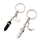 Alloy Pentagram Moon Couple Keychain Celestial Crystal Charm 2