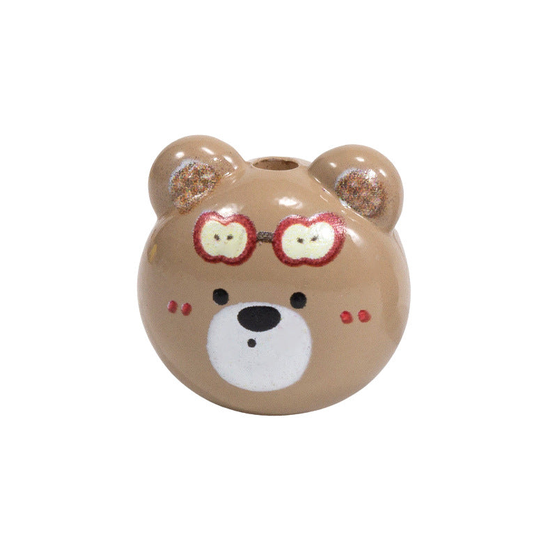 Cartoon Character Bear Head Acrylic Beads 17mm Colorful 10pcs 24