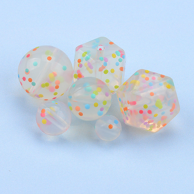 9-19mm Silicone Beads Confetti Clear Mixed Round Hexagon 20pcs
