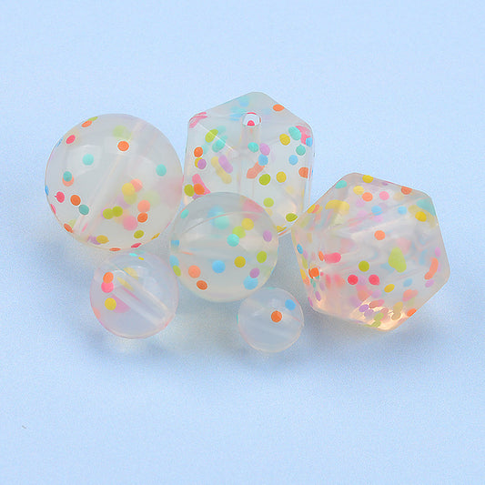 9-19mm Silicone Beads Confetti Clear Mixed Round Hexagon 20pcs