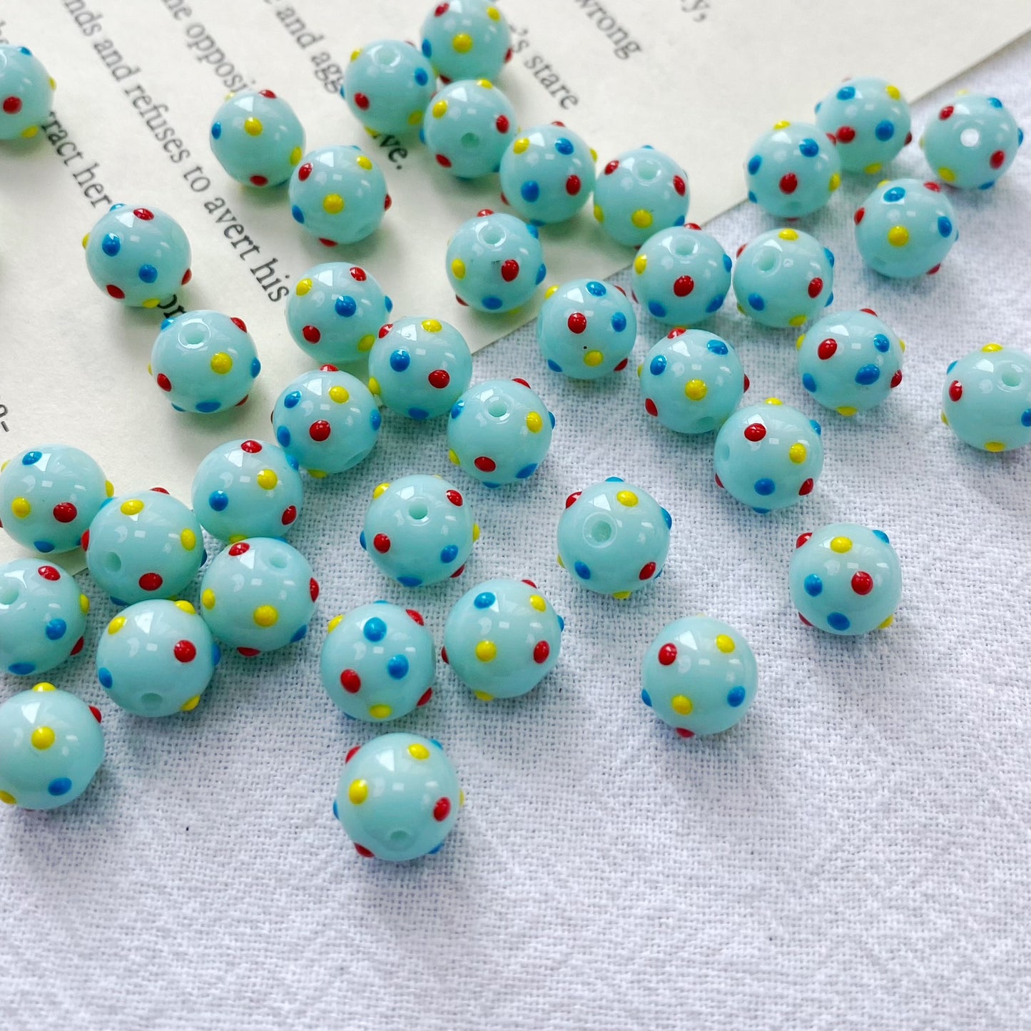 Lampwork Glass Beads Polka Dotted Round 8.2mm Colorful Glossy 10pcs 7
