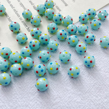 Lampwork Glass Beads Polka Dotted Round 8.2mm Colorful Glossy 10pcs 7