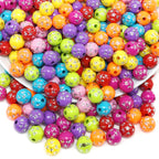 Frosted Round Acrylic Beads 8-10mm Transparent Gold Star 100pcs 8