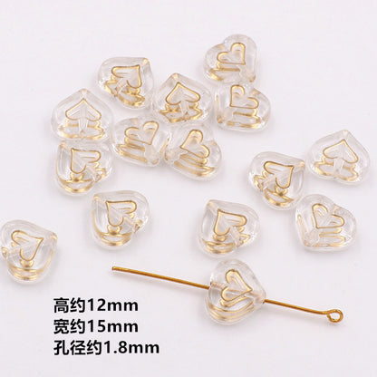 Vintage Baroque Flower Acrylic Beads Gilded Transparent 10pcs 9