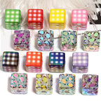 Square Acrylic Beads 14mm Grid and Fruit Pattern 50pcs