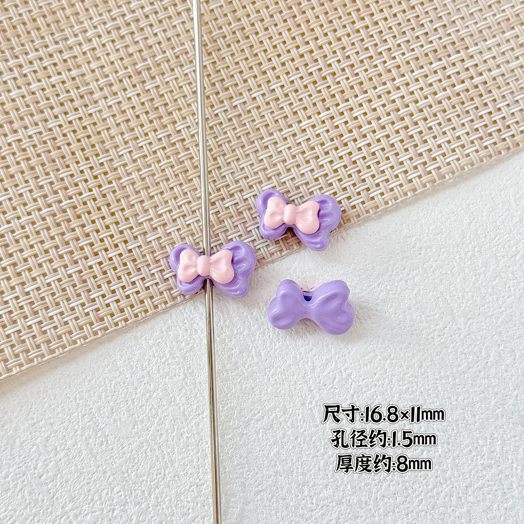 Bow Metal Beads 17mm Baking Painted Checkered Pattern 10pcs 18