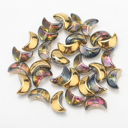 Moon Plated Transparent Crescent Glass Beads 9mm 14mm 30pcs 11