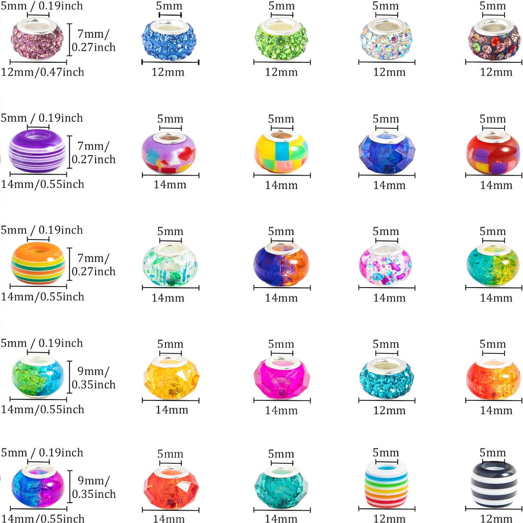 Mixing Color Resin Spacer Beads 12-14mm Assorted Designs 100pcs 2