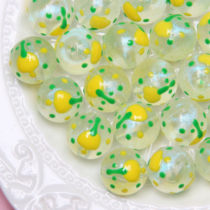 Painted Smiley Face Acrylic Beads 16mm Glow In The Dark 10pcs 4