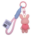 Resin Bunny Keychain Cartoon Heart Shaped Vibrant Colors 5